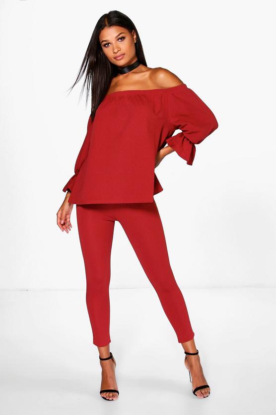 Oliva Off The Shoulder Top & Skinny Trouser